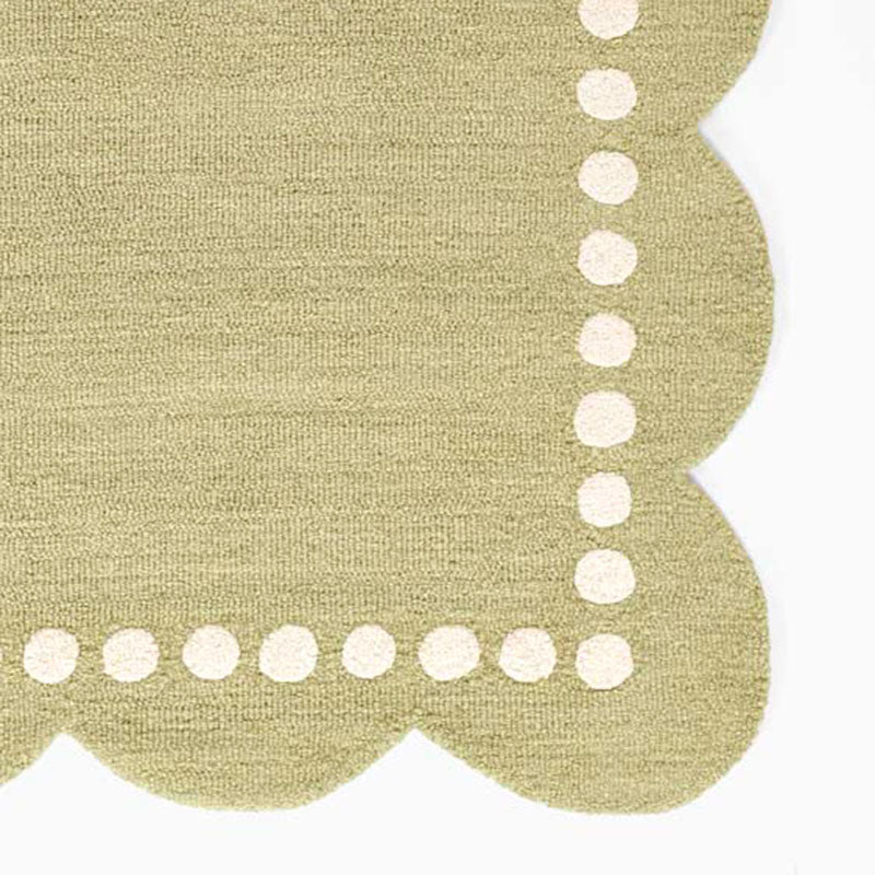Scallop Dotted Border Hand Tufted Wool Rug