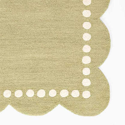 Scallop Dotted Border Hand Tufted Wool Rug