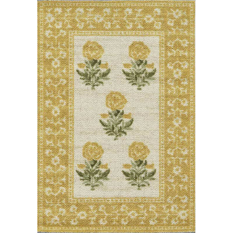 Floral Border Wool Blend Rug