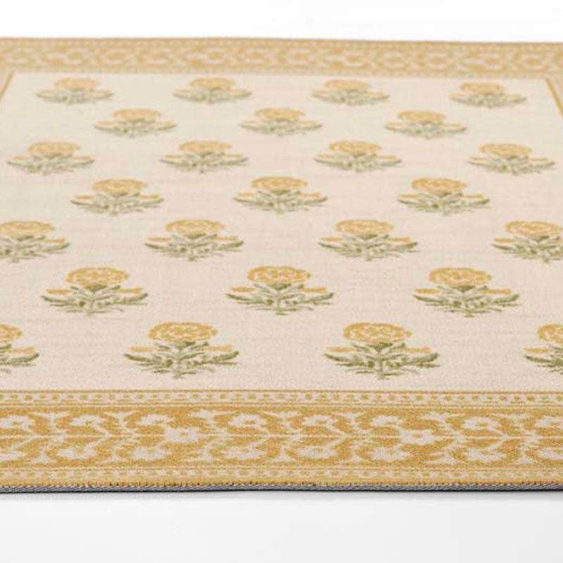 Floral Border Wool Blend Rug