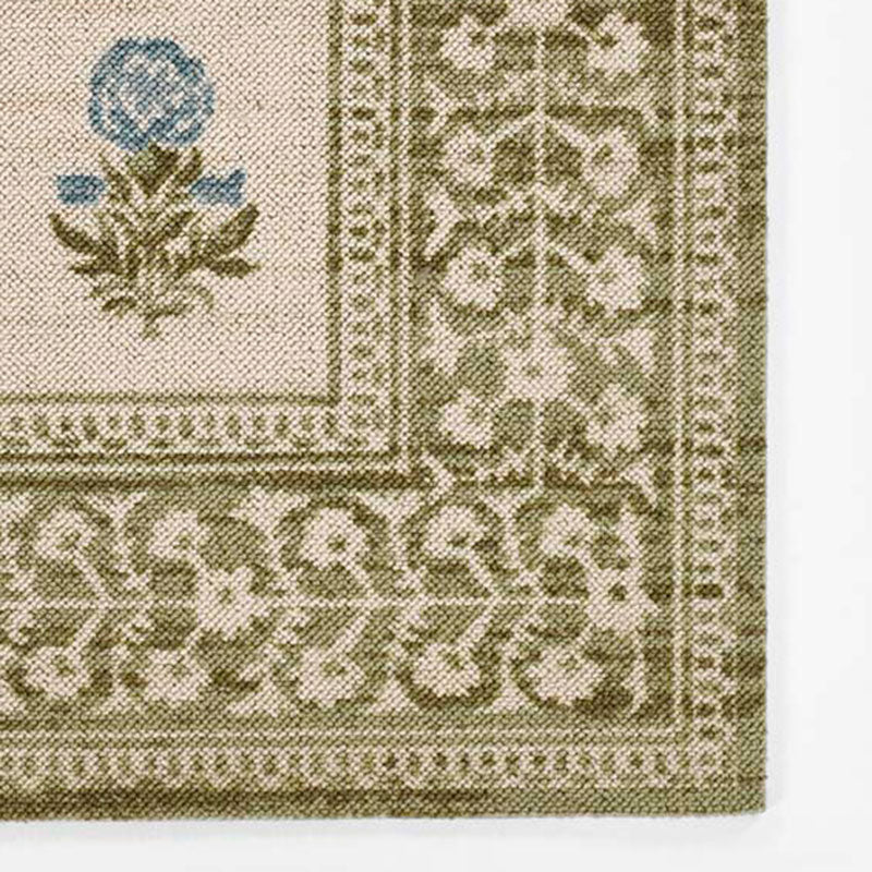 Floral Border Wool Blend Rug