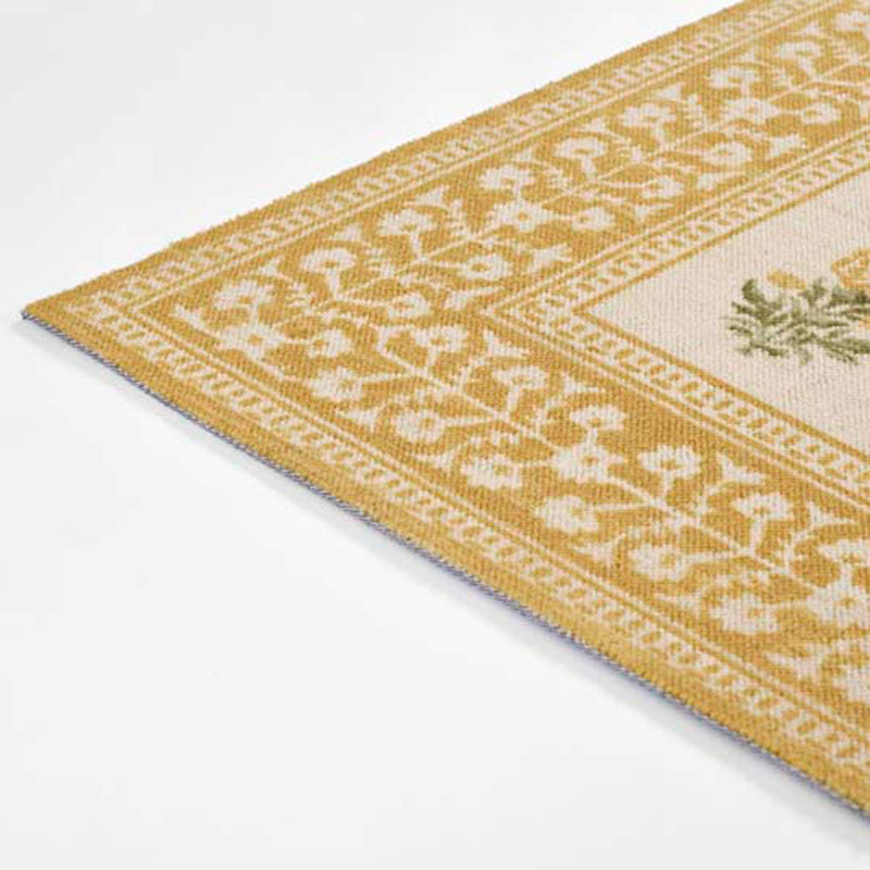 Floral Border Wool Blend Rug