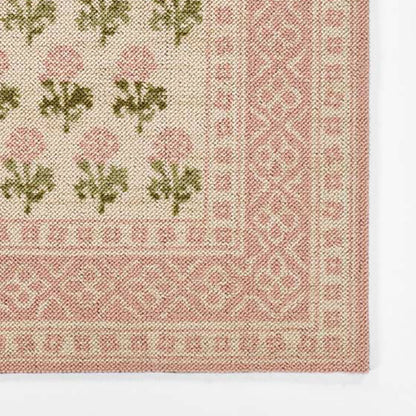 Floral Border Wool Blend Rug