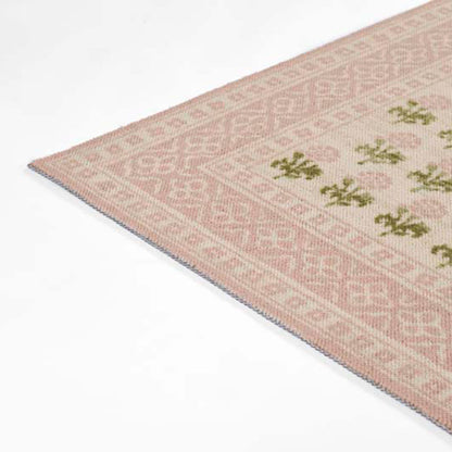 Floral Border Wool Blend Rug