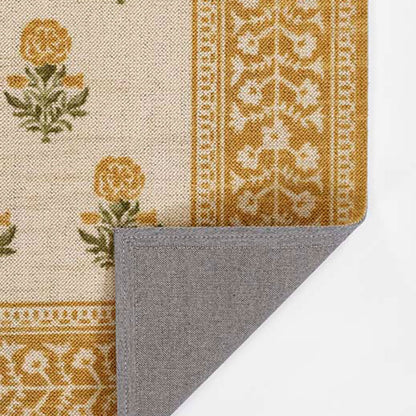 Floral Border Wool Blend Rug