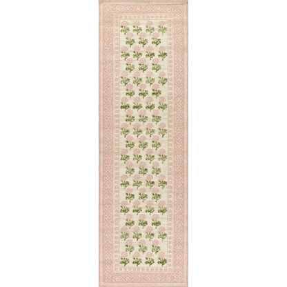Floral Border Wool Blend Rug
