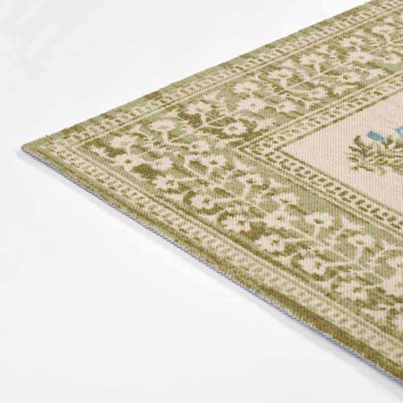 Floral Border Wool Blend Rug