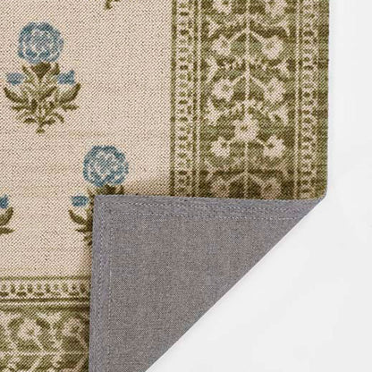 Floral Border Wool Blend Rug