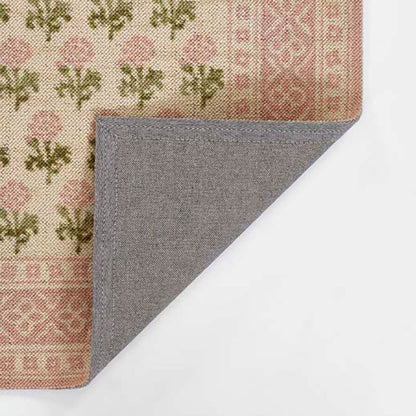 Floral Border Wool Blend Rug