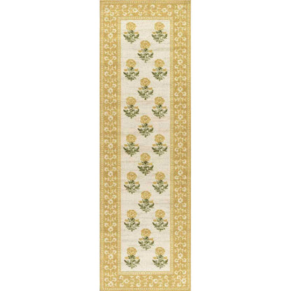 Floral Border Wool Blend Rug