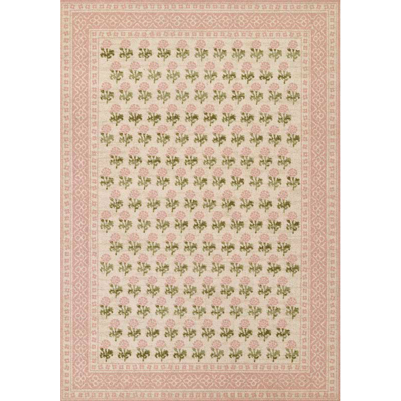 Floral Border Wool Blend Rug