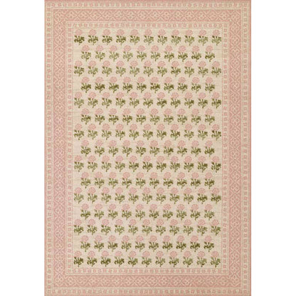 Floral Border Wool Blend Rug