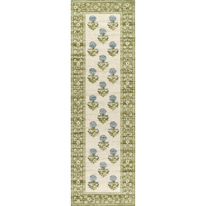 Floral Border Wool Blend Rug
