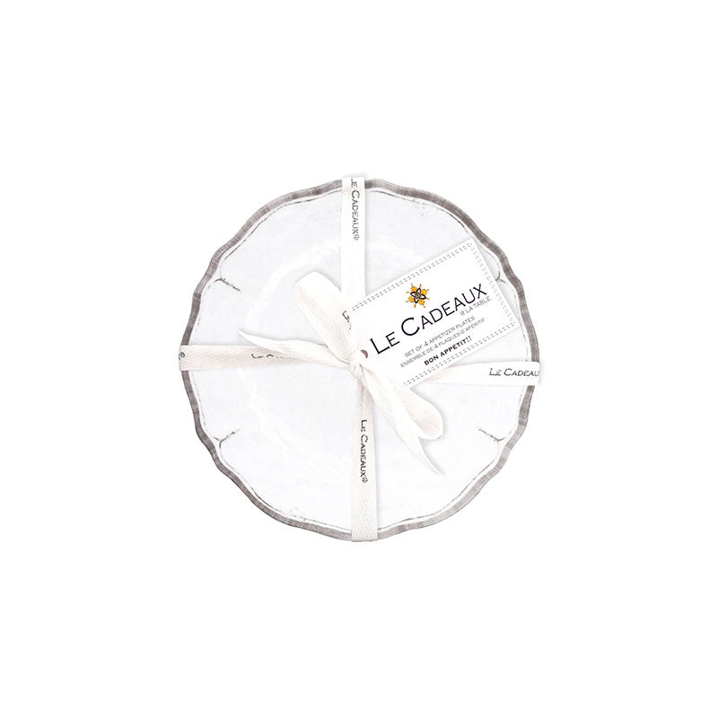 Rustica Antique White Melamine Appetizer Plates, Set of 4