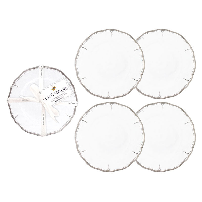 Rustica Antique White Melamine Appetizer Plates, Set of 4