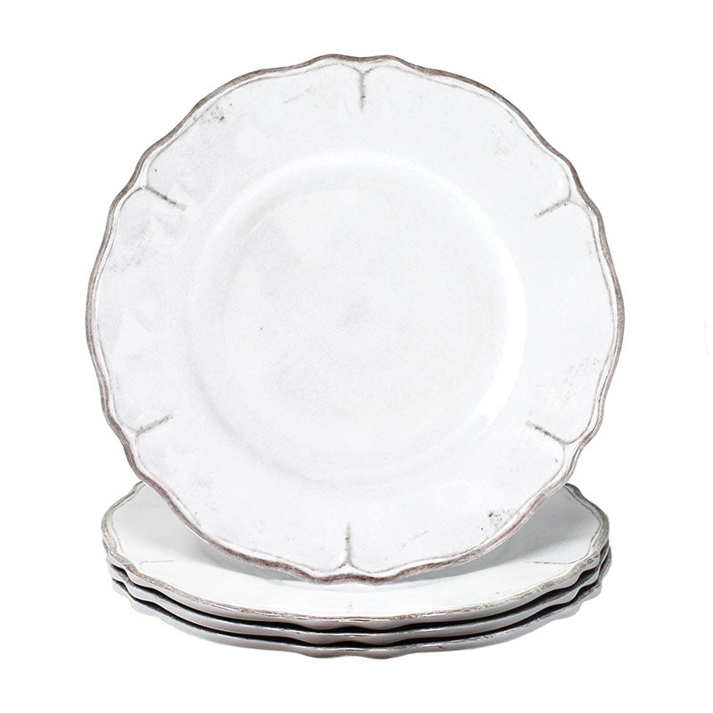 Rustica Antique White Melamine Dinner Plates, Set of 4