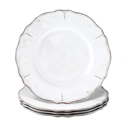 Rustica Antique White Melamine Dinner Plates, Set of 4
