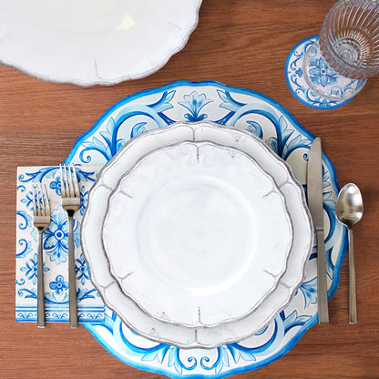 Rustica Antique White Melamine Dinner Plates, Set of 4