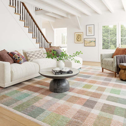 Chanan Farmhouse Plaid Washable Rug