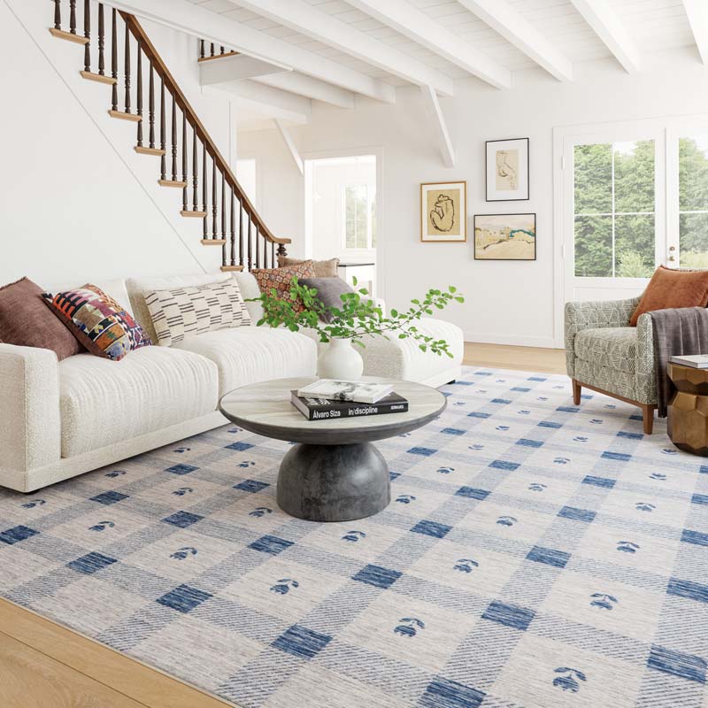Modern Plaid Washable Rug