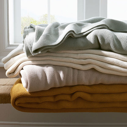 Classic All Season Breathable Cotton Knit Throw