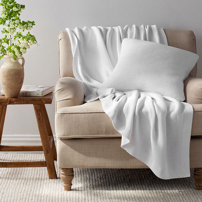 Classic All Season Breathable Cotton Knit Throw