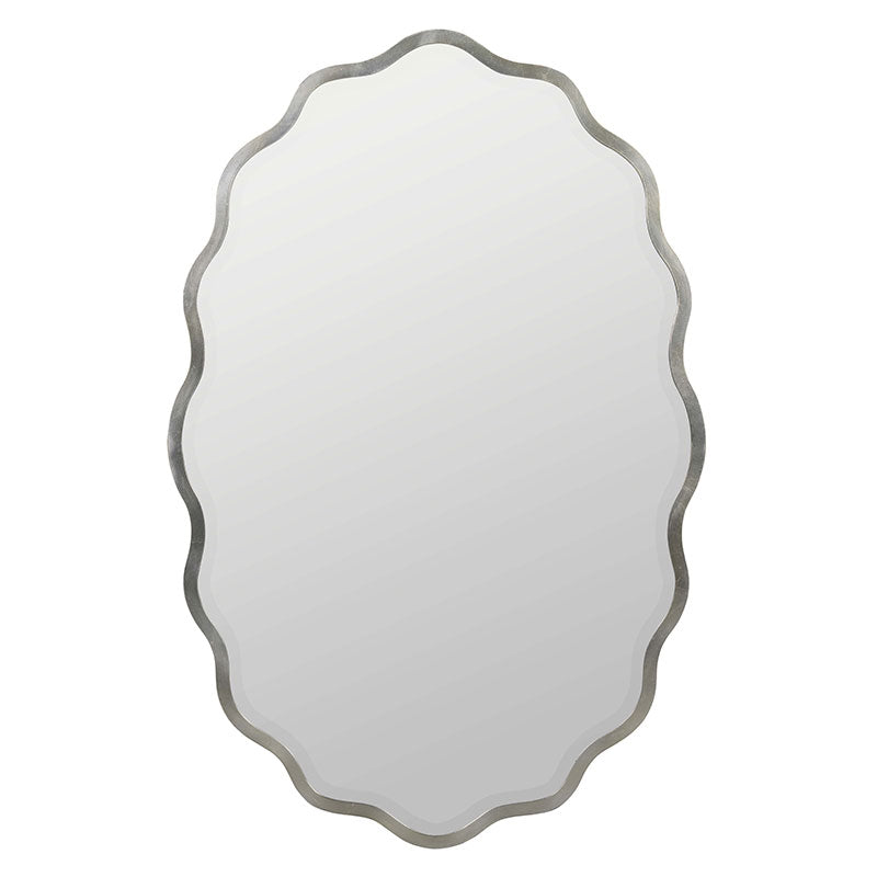 Oval Scalloped Metal Frame Wall Mirror