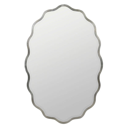 Oval Scalloped Metal Frame Wall Mirror