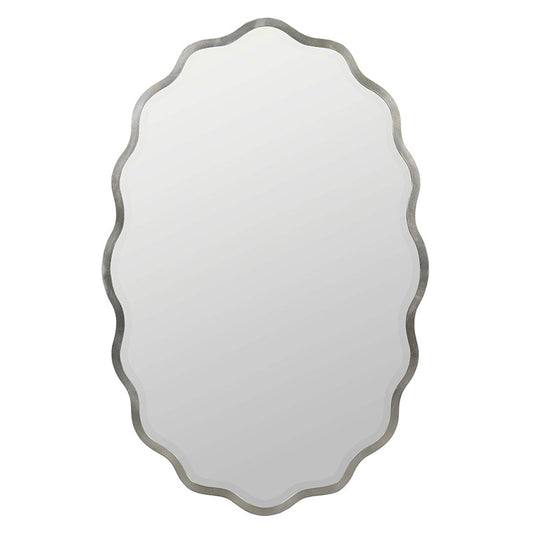 Oval Scalloped Metal Frame Wall Mirror