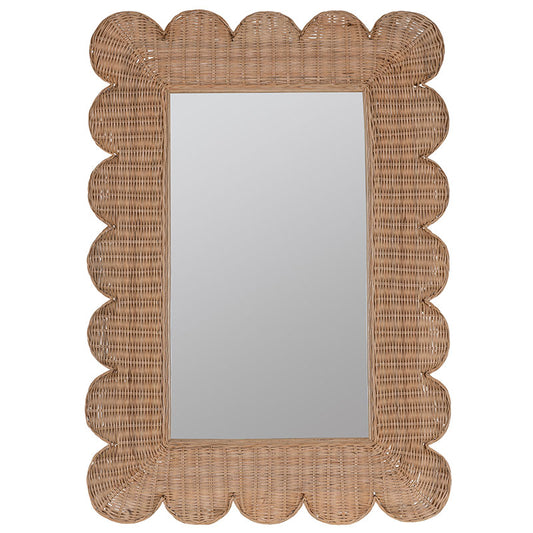 Scalloped Rattan Wall Mirror
