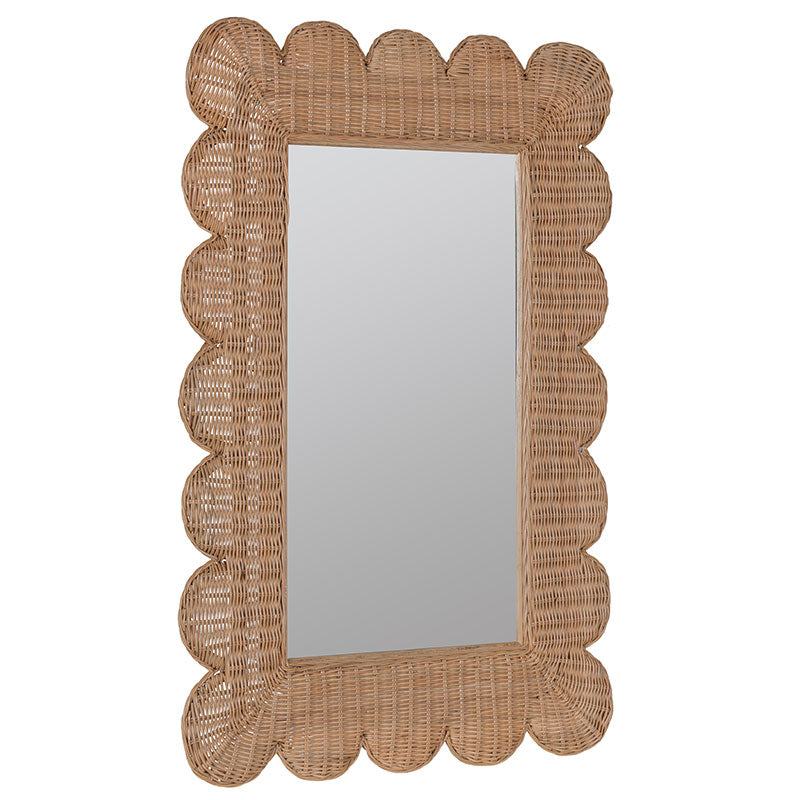Scalloped Rattan Wall Mirror