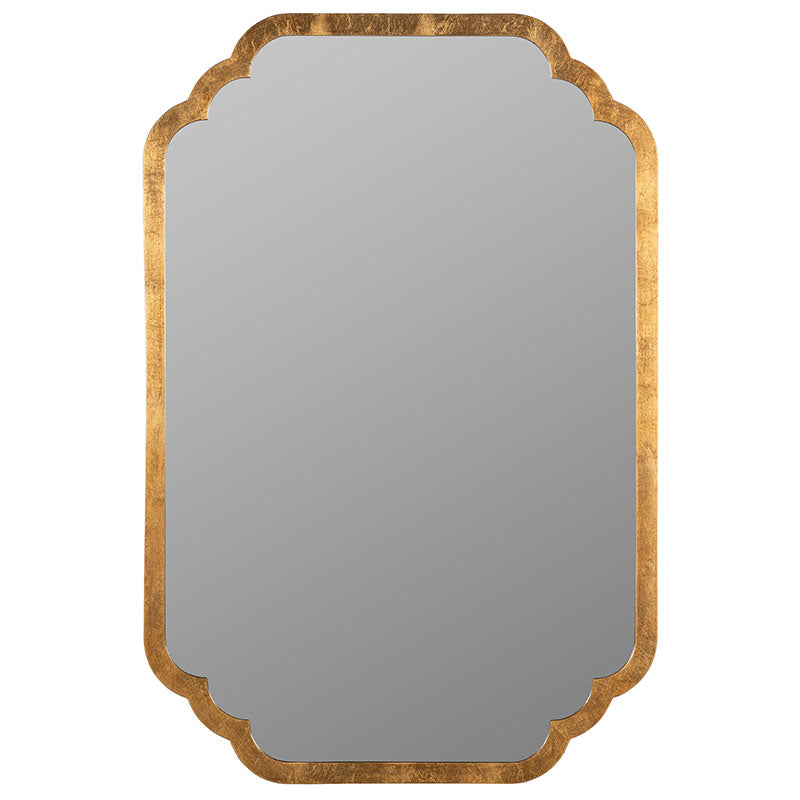 Scalloped Rectangle Wood Frame Wall Mirror