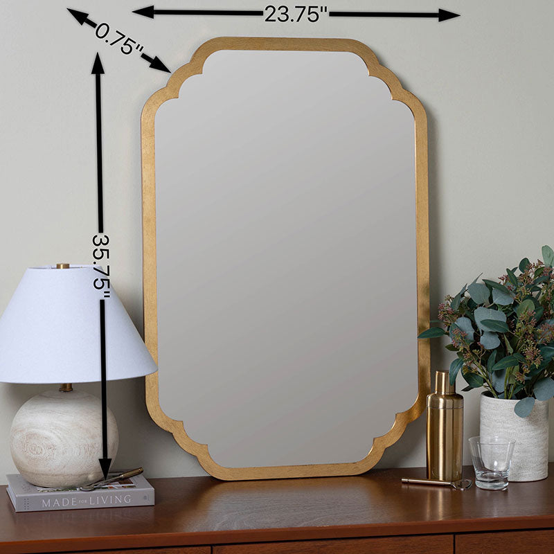 Scalloped Rectangle Wood Frame Wall Mirror