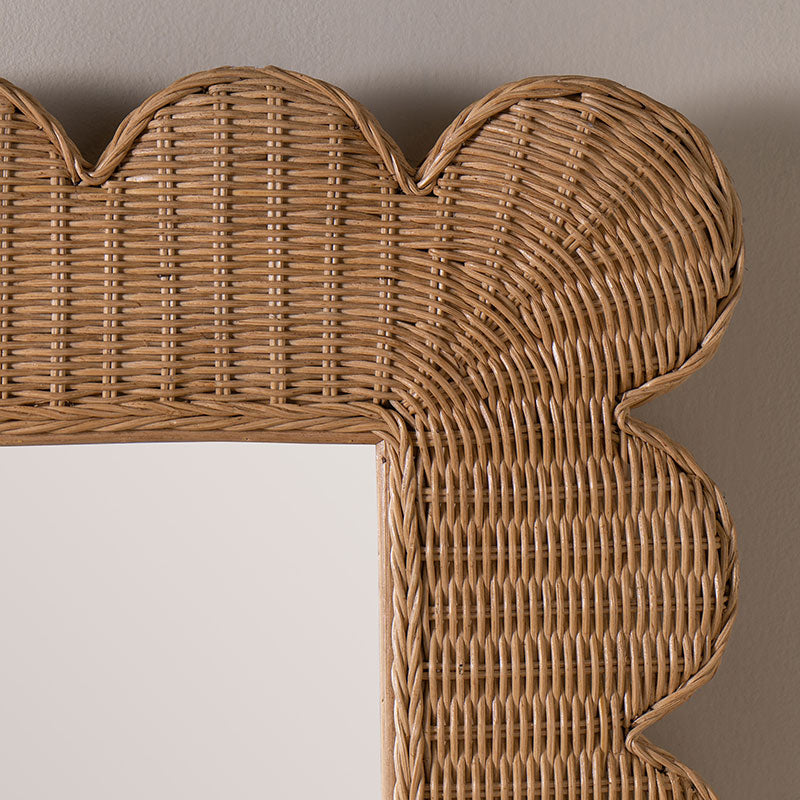 Scalloped Rattan Wall Mirror