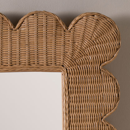 Scalloped Rattan Wall Mirror