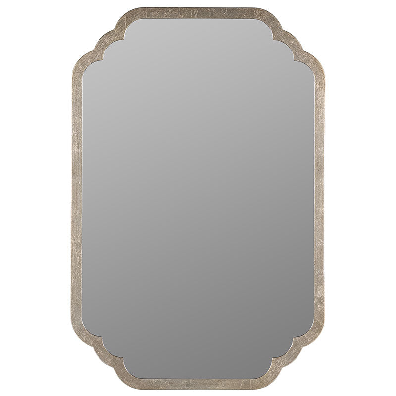 Scalloped Rectangle Wood Frame Wall Mirror