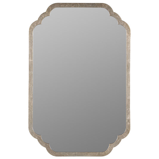 Scalloped Rectangle Wood Frame Wall Mirror