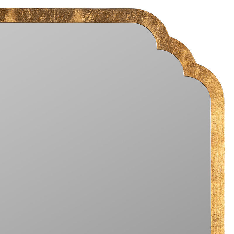 Scalloped Rectangle Wood Frame Wall Mirror