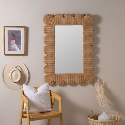 Scalloped Rattan Wall Mirror