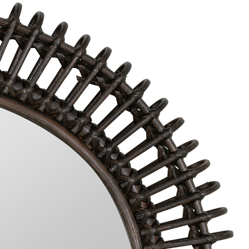 Oval Dark Rattan Wall Mirror
