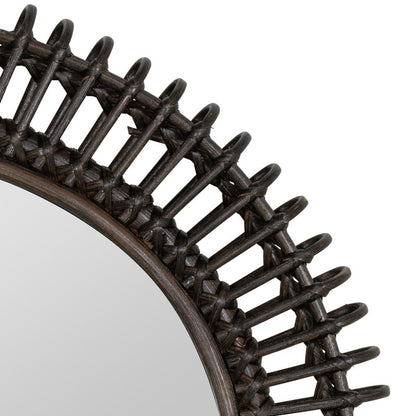 Oval Dark Rattan Wall Mirror