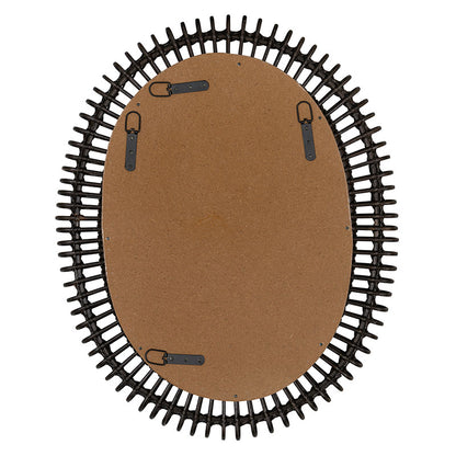 Oval Dark Rattan Wall Mirror
