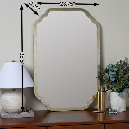 Scalloped Rectangle Wood Frame Wall Mirror