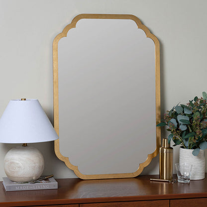 Scalloped Rectangle Wood Frame Wall Mirror