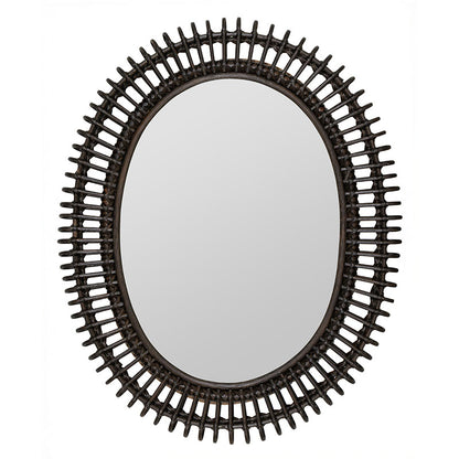 Oval Dark Rattan Wall Mirror