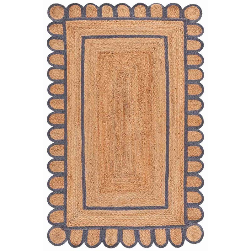 Scallop Border Handwoven Jute Rug