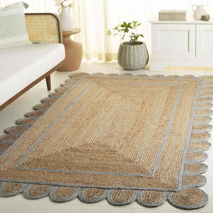 Scallop Border Handwoven Jute Rug