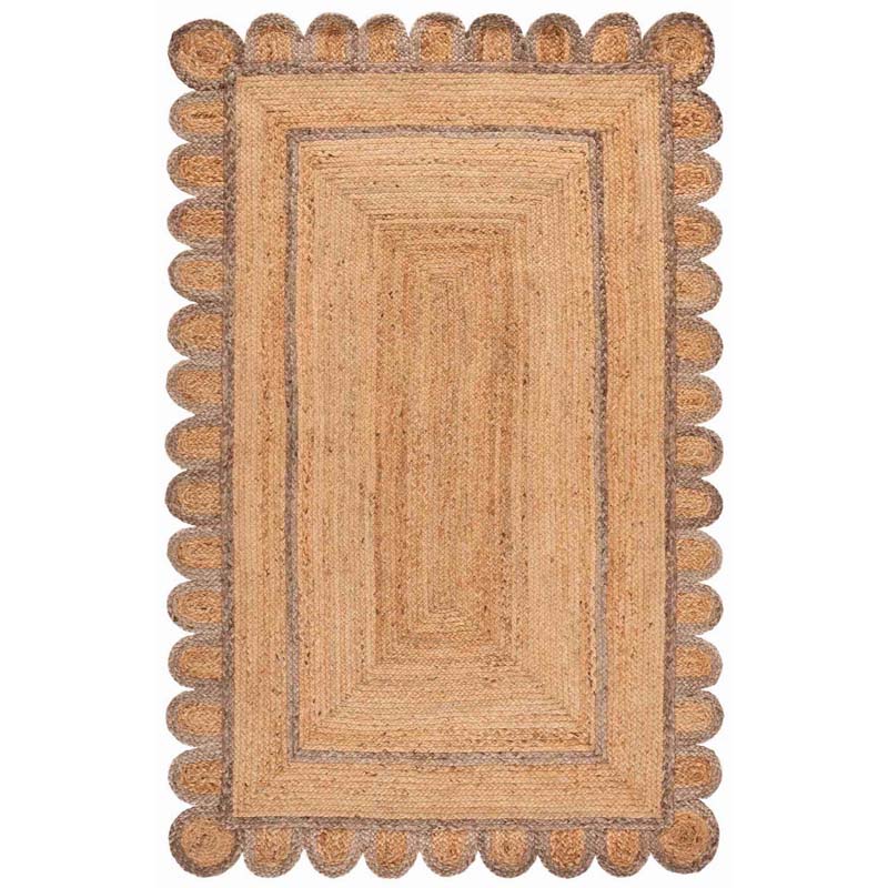 Scallop Border Handwoven Jute Rug