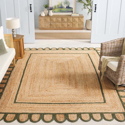 Scallop Border Handwoven Jute Rug