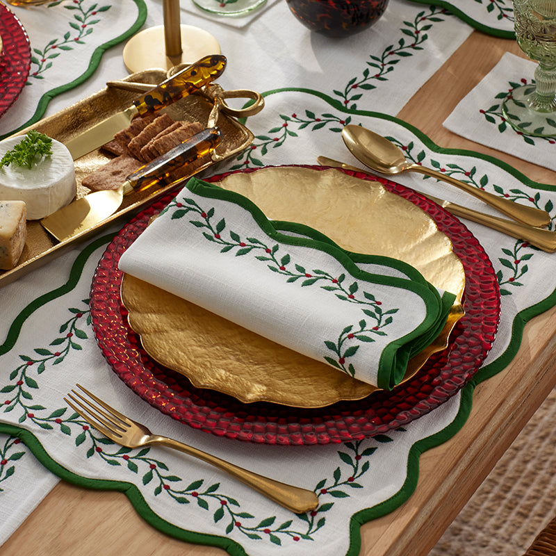 Spiceberry Scallop Embroidered Placemats, Set of 4